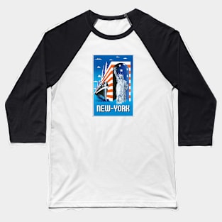 New York City Statue Of Liberty Ship Vintage Baseball T-Shirt
